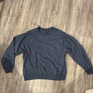 Navy Blue Sweater with Red hearts